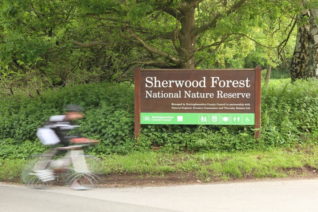 Liam cycling past Sherwood Nature Reserve