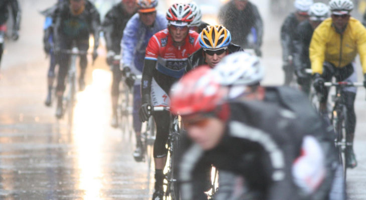 Cyclists in the rain