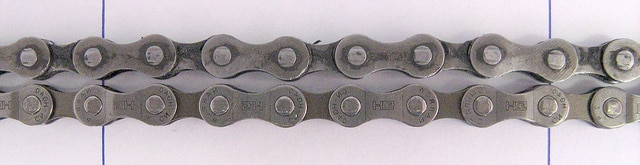 New and old bicycle chains, compared