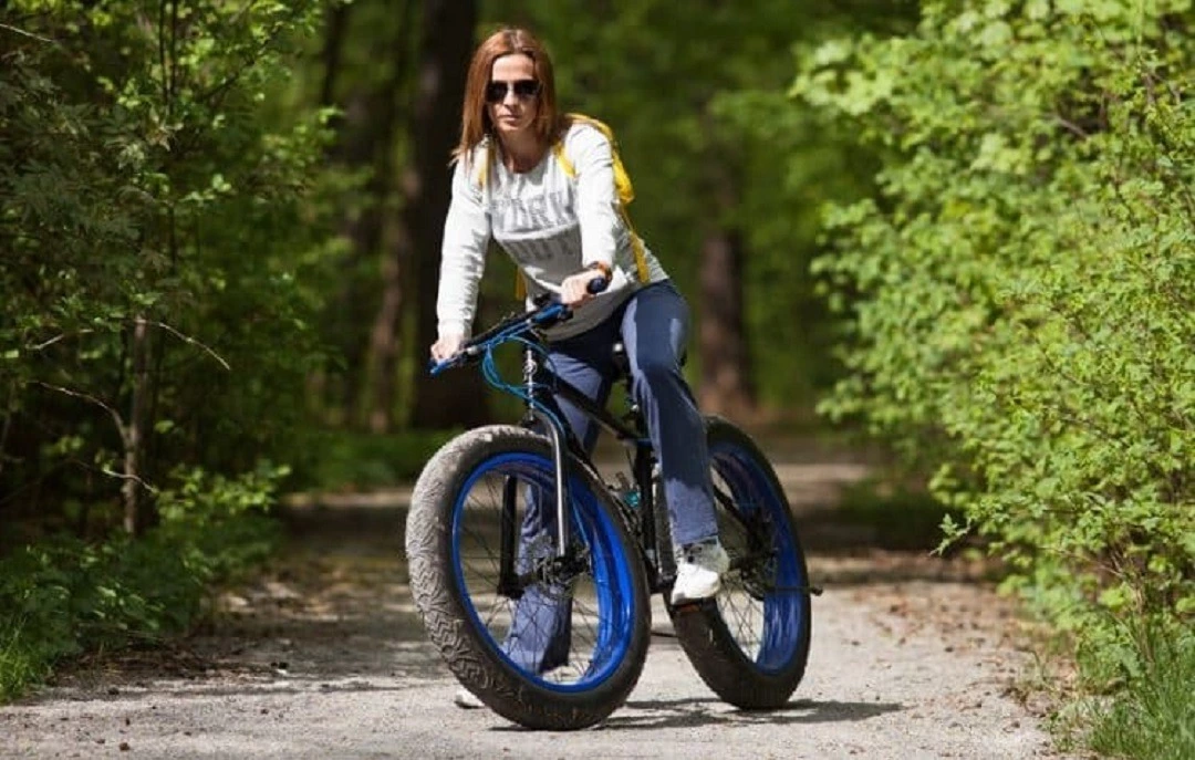 Riding a fat bike on store the road