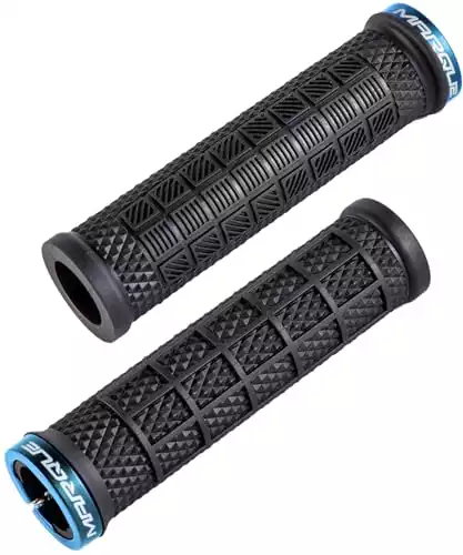 MARQUE Grapple MTB Grips - Mountain Bike Grips with Single Lock On Collar for Handlebar, for BMX, E-Bike, Scooter, Beach Cruiser & Most Adult Bicycle Handlebar, Anti-Slip & Comfortable