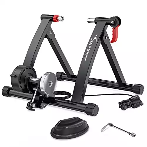 Bike Trainer Stand Indoor Riding - Sportneer Magnetic Stationary Bicycle Exercise Stand with Noise Reduction Wheel, 6 Resistance Adjustable