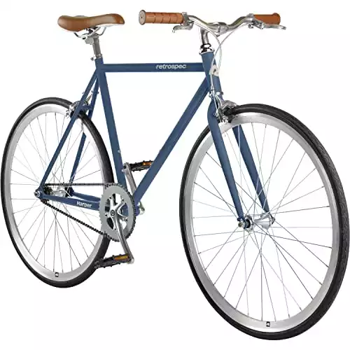 Retrospec Harper Single Speed Fixie-Style Bike Urban Commuter Bicycle with Coaster Brake, Flip Flop Hub, 700x28C Tires and High Tensile Steel Frame for Commuting, Cruising - Navy 43cm, xs